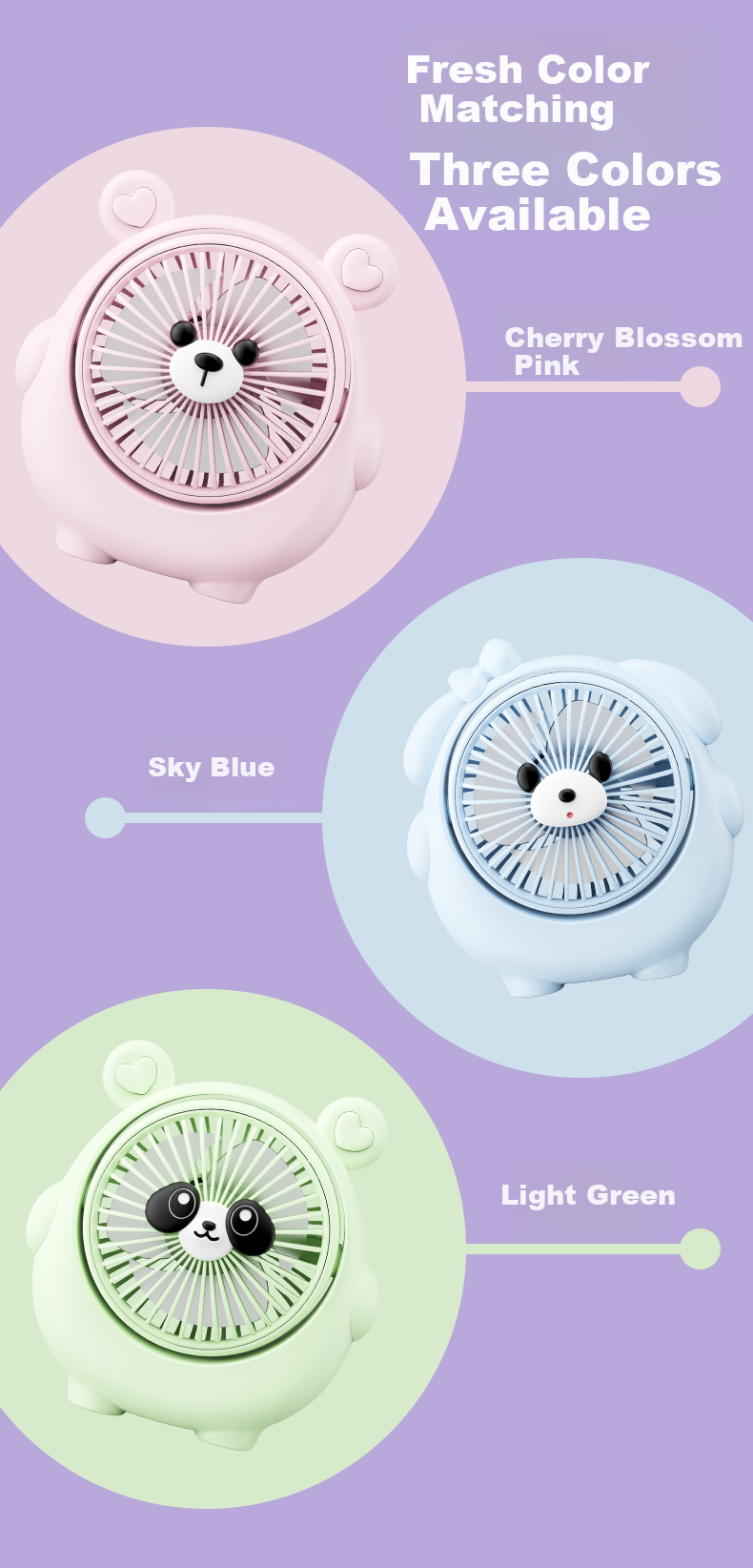 Ouliwen USB Rechargeable Mini Fan, Low Noise with Three Speeds, Portable And Compact, Dual-Use for Desktop And Handheld, Quiet Operation, Strong Airflow, Electric Fan for Office And Dormitory Use 4