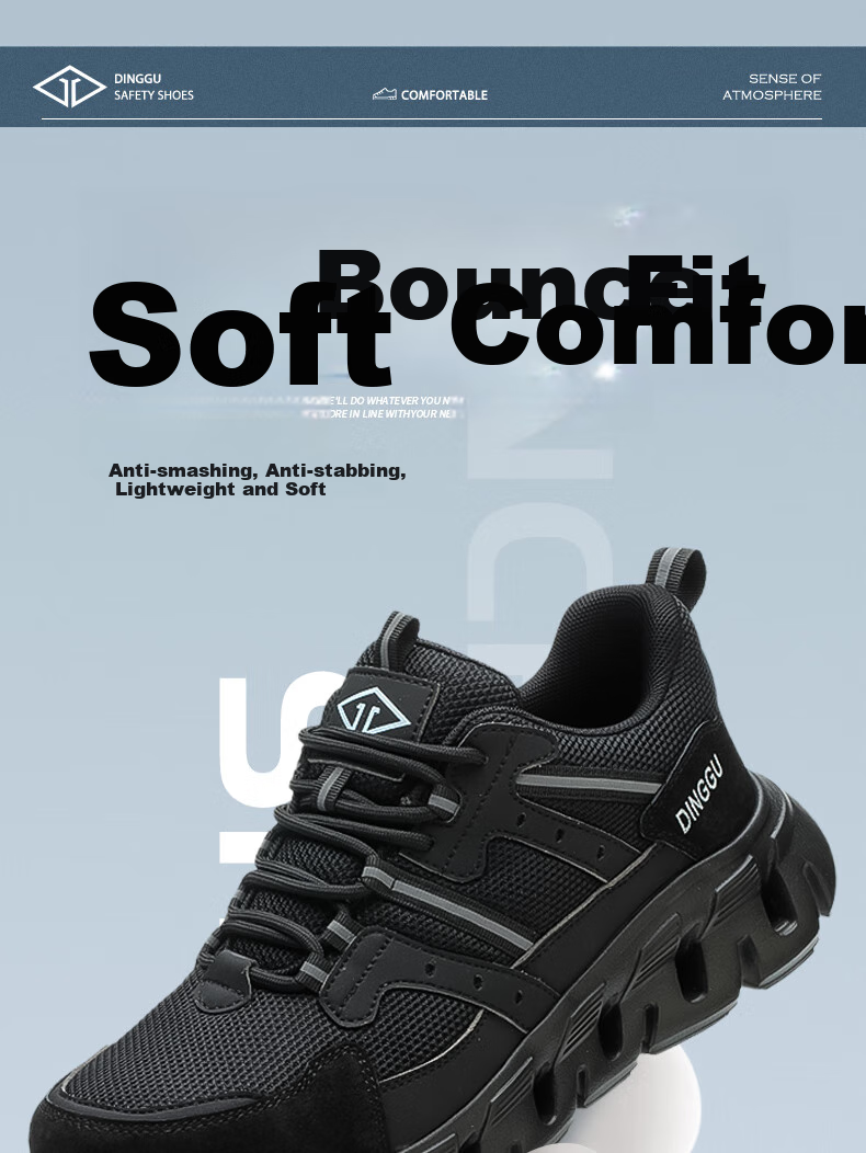 Dinggu Safety Shoes for Men, Steel Toe Anti-Smashing And Puncture-Resistant Work Boots, Lightweight All-Season Construction Site Footwear 1109HEIW38 1