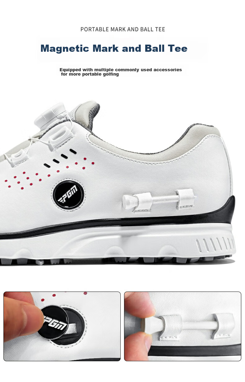 PGM Golf Shoes for Men, Comfortable Shock-Absorbing Sports Sneakers with Rotary Buckle Straps, Waterproof And Non-Slip, Size 42 3