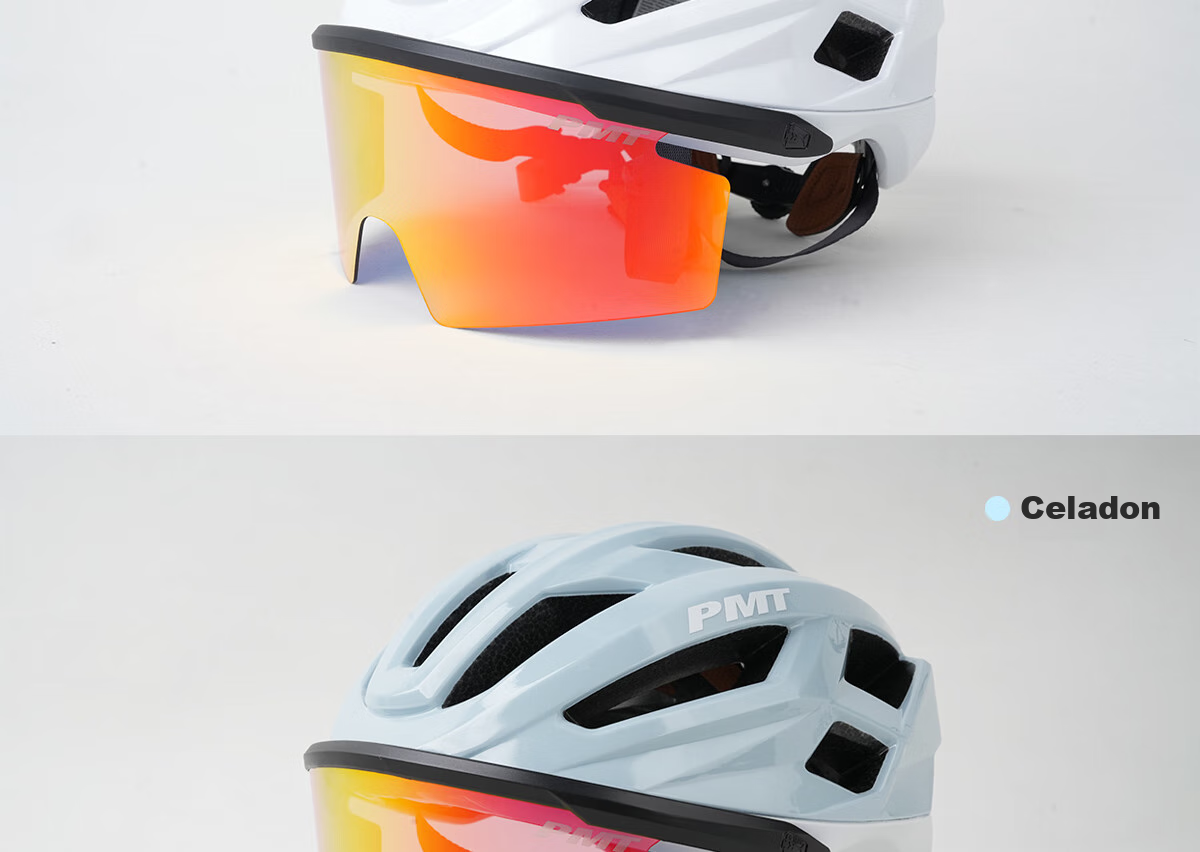 PMT Bicycle Magnetic Sunglasses Cycling Helmet Mountain Road Bike Unisex Safety Helmet Meedo 3.0 White L 18