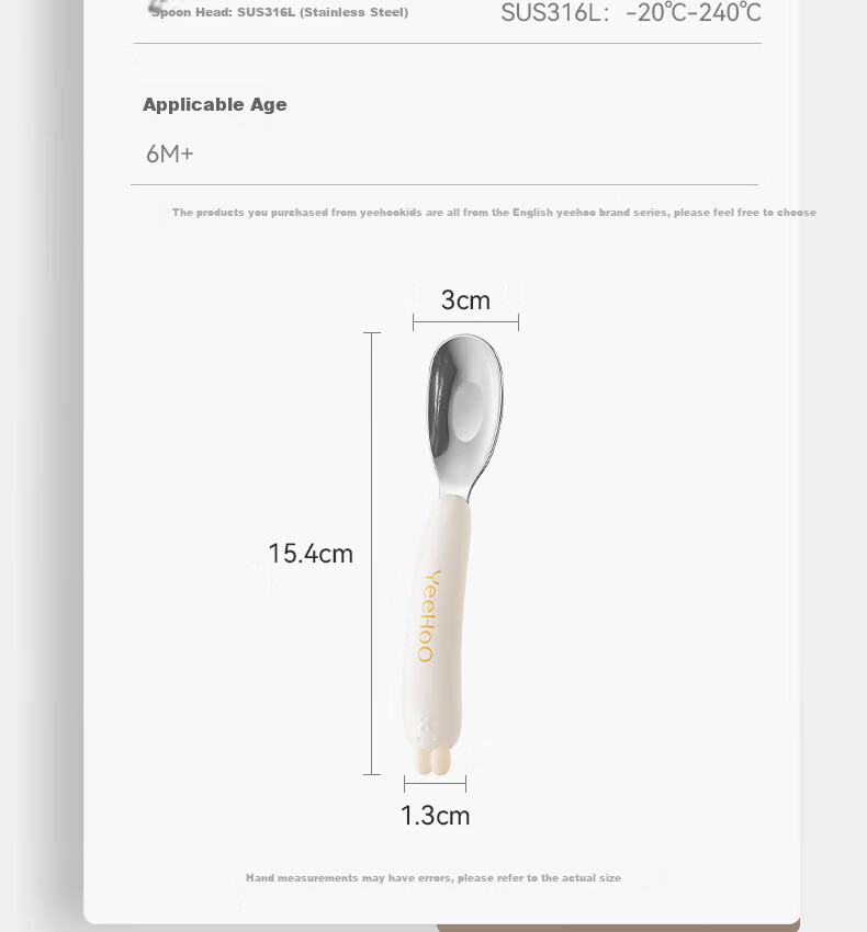 YEEHOO Baby Spoon for Feeding Training, Infant 316 Stainless Steel Practice Tableware Spoon for Complementary Food 13