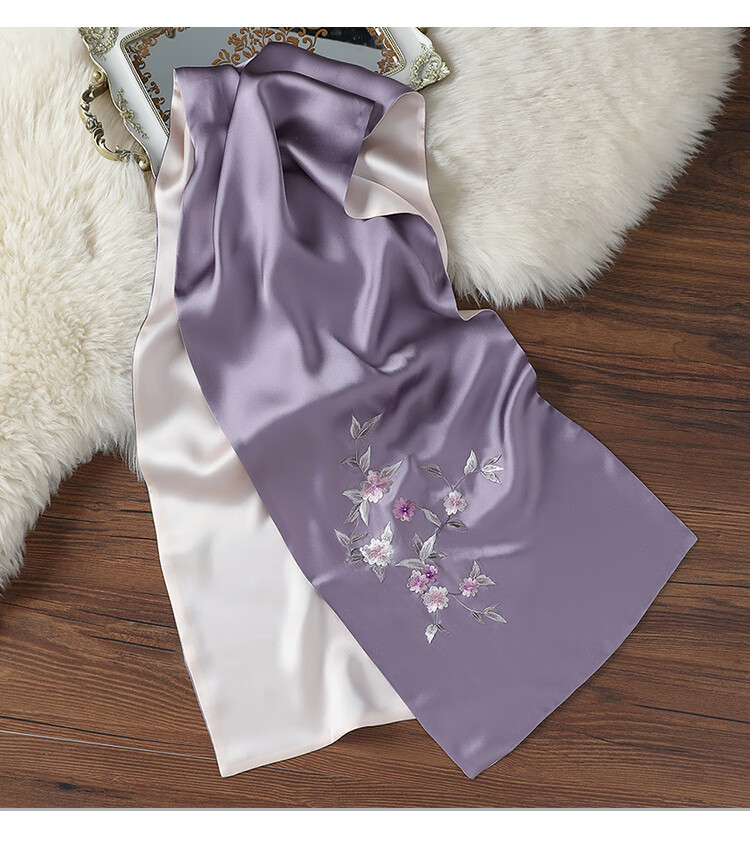 Shanghai Story Women's 100% Mulberry Silk Scarf Handcrafted Su Embroidery High-End Gift Box Mother's Day Birthday Gift for Mom 18