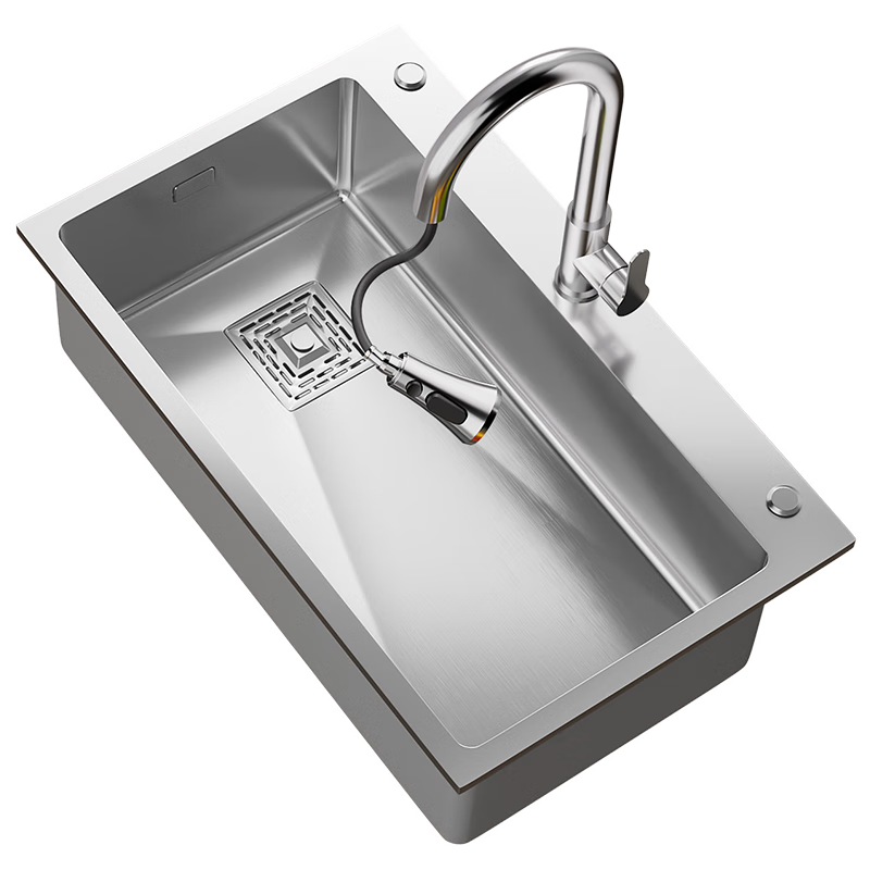 Yuhongfeiyu Large Single Sink Kitchen Handmade 304 Stainless Steel Multifunctional Embossed Vegetable Washing Basin Integrated Sink