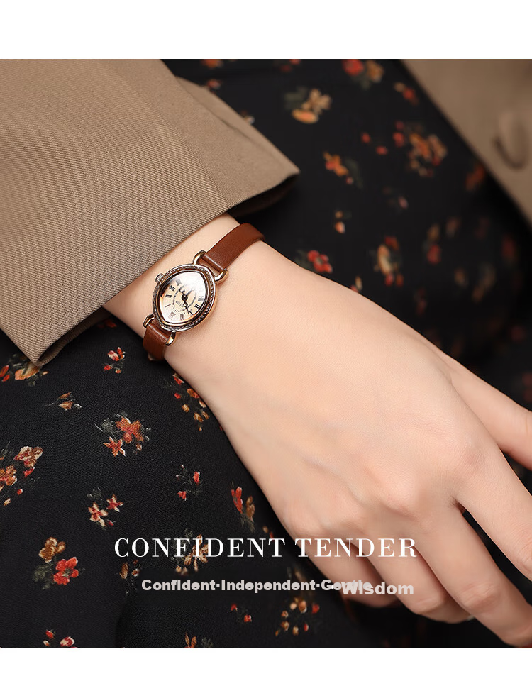 Julius Women's Watch, Charm Roman Style Leather Strap Versatile Ladies Watch, Waterproof Quartz Ladies Wristwatch, Coffee Color JA-567D 8