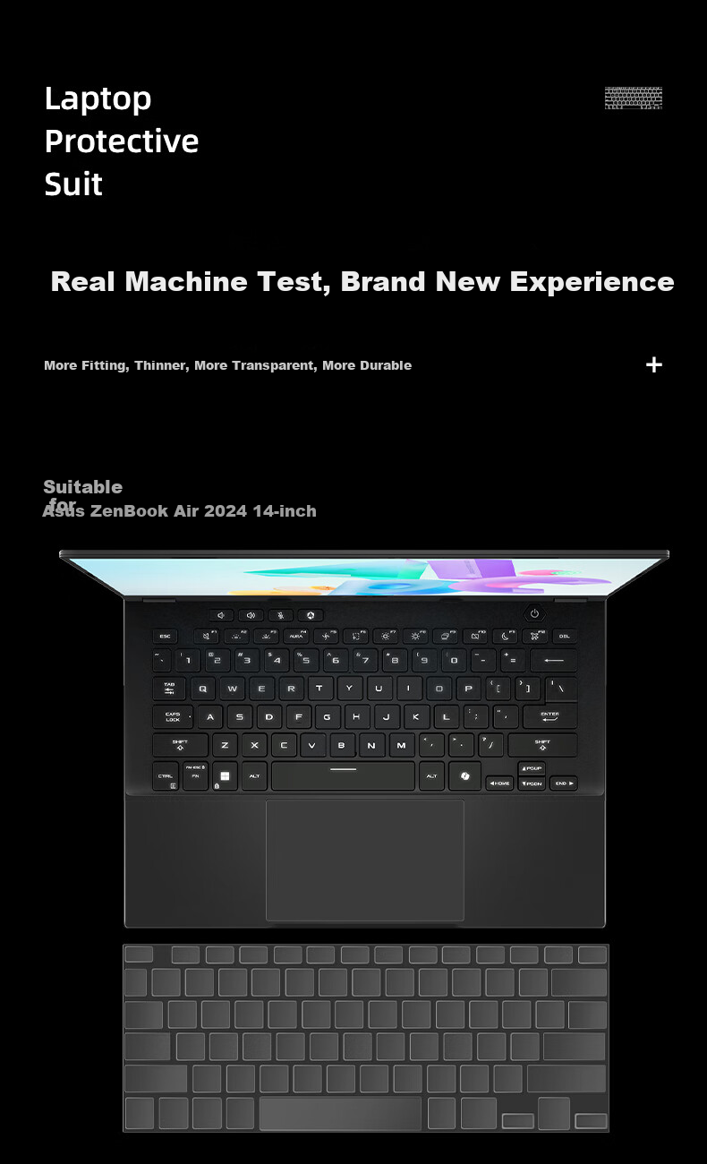 Jiasu ASUS Tianxuan Air 2025 Keyboard Protector, 2024 AI All-Round Laptop, 14-Inch Notebook, High-Definition Transparent Keyboard Protective Film, Thin Invisible Non-Fall 1