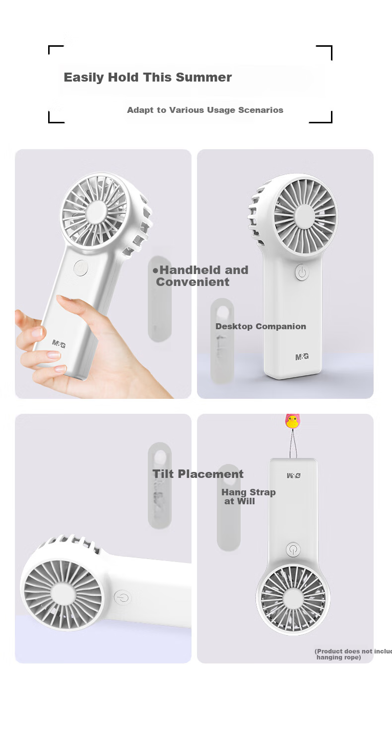M&G Handheld Mini Fan, Portable Compact Personal Fan, Long Battery Life USB Fan, White ARC925ECI 9