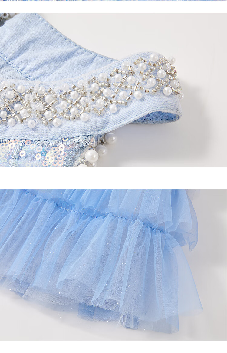 Disney Elsa Girls' Spring Princess Dress New 2026 Kids' Dress 7