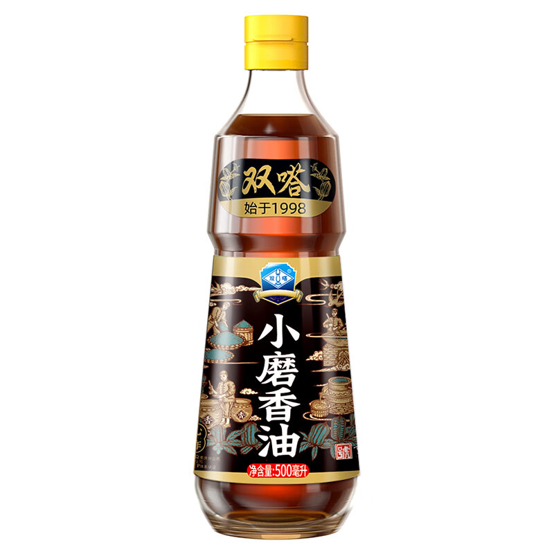 双嗒小磨香油纯芝麻油 芝麻香油 重庆老字号  500ml 玻璃瓶装