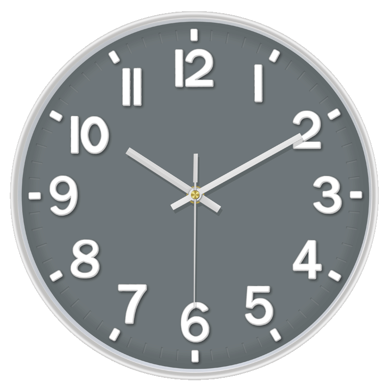 P.CHUANG 14 Inch 35cm ZB Gray Background White Border Wall Clock Living Room Home Modern Quartz Clock