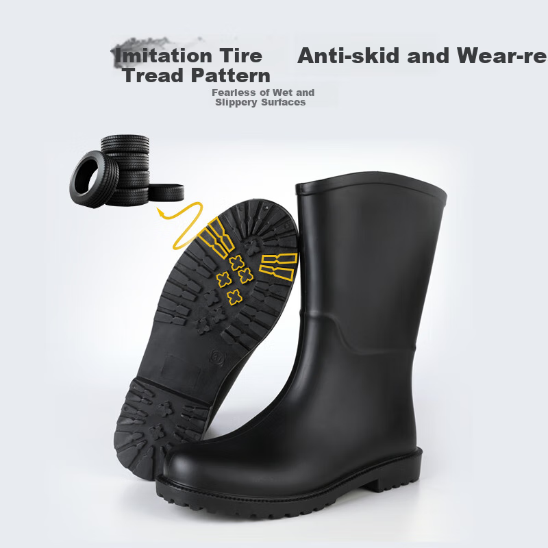 FOOTOPPO Women's Rain Boots, Fashionable Adult Mid-Calf Waterproof Boots, Ladies' Water Shoes, Non-Slip Rubber Boots for Wome