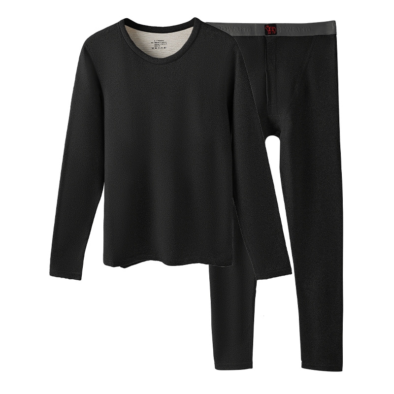 Me Feeling Wool Silk Thermal Underwear Men Winter Antibacterial Mite-Resistant Fleece Lined Quick Warm Slim Fit Plus Size Autumn Shirt and Pants Set