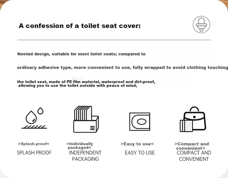 NOLANSEND Disposable Toilet Seat Covers, PO Film Insertable Toilet Seat Pads, Waterproof And Hygienic for Hotels And Travel, Pack of 50 2