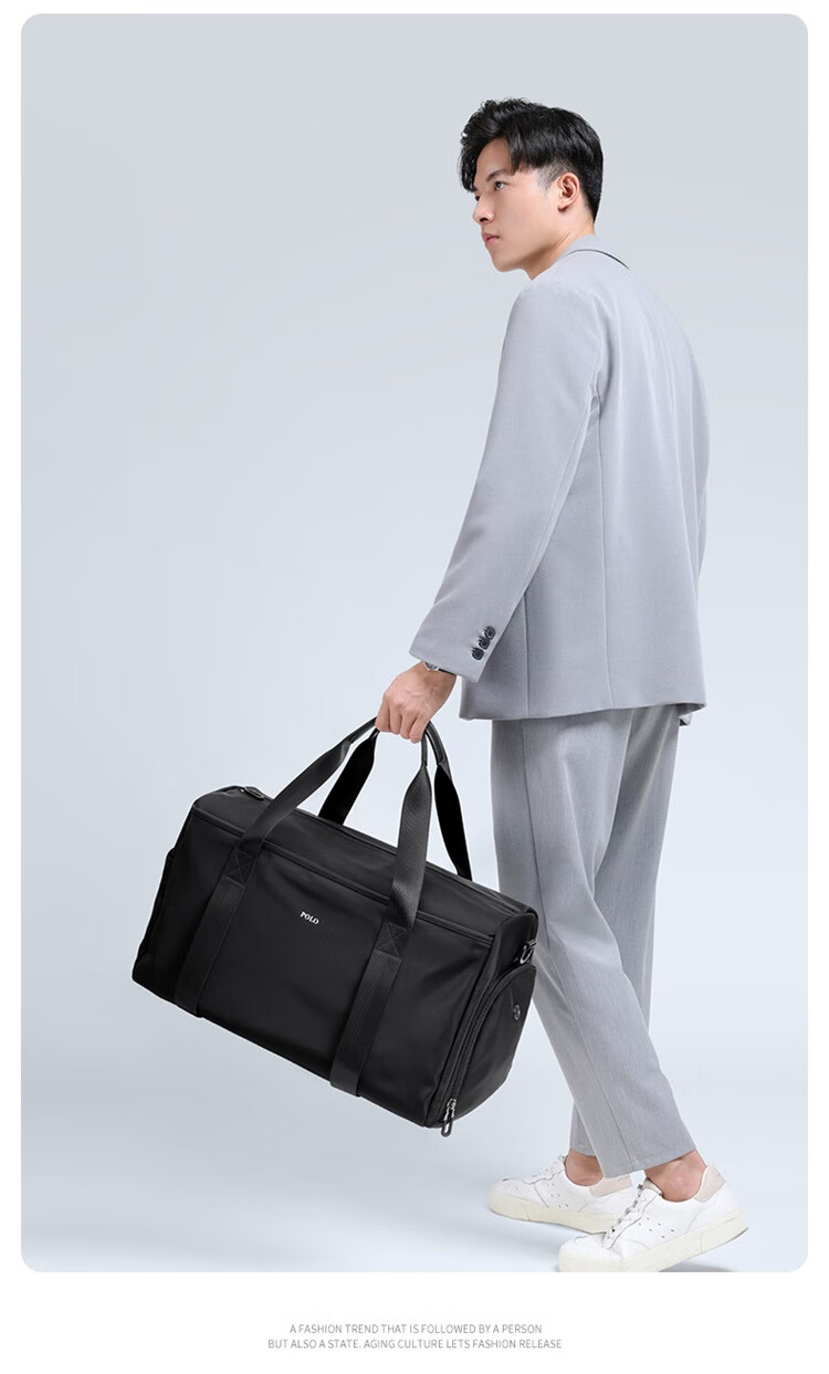 POLO Travel Bag, Men's Handbag, Large Capacity Shoulder Crossbody Bag, Sports Fitness Bag, Business Trip Luggage Bag 4