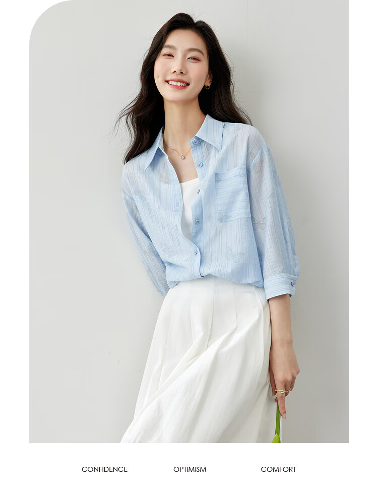 Fansiman Premium Tencel Shirt Women 2026 Summer Pink Loose Elegant Top Light Blue L 26
