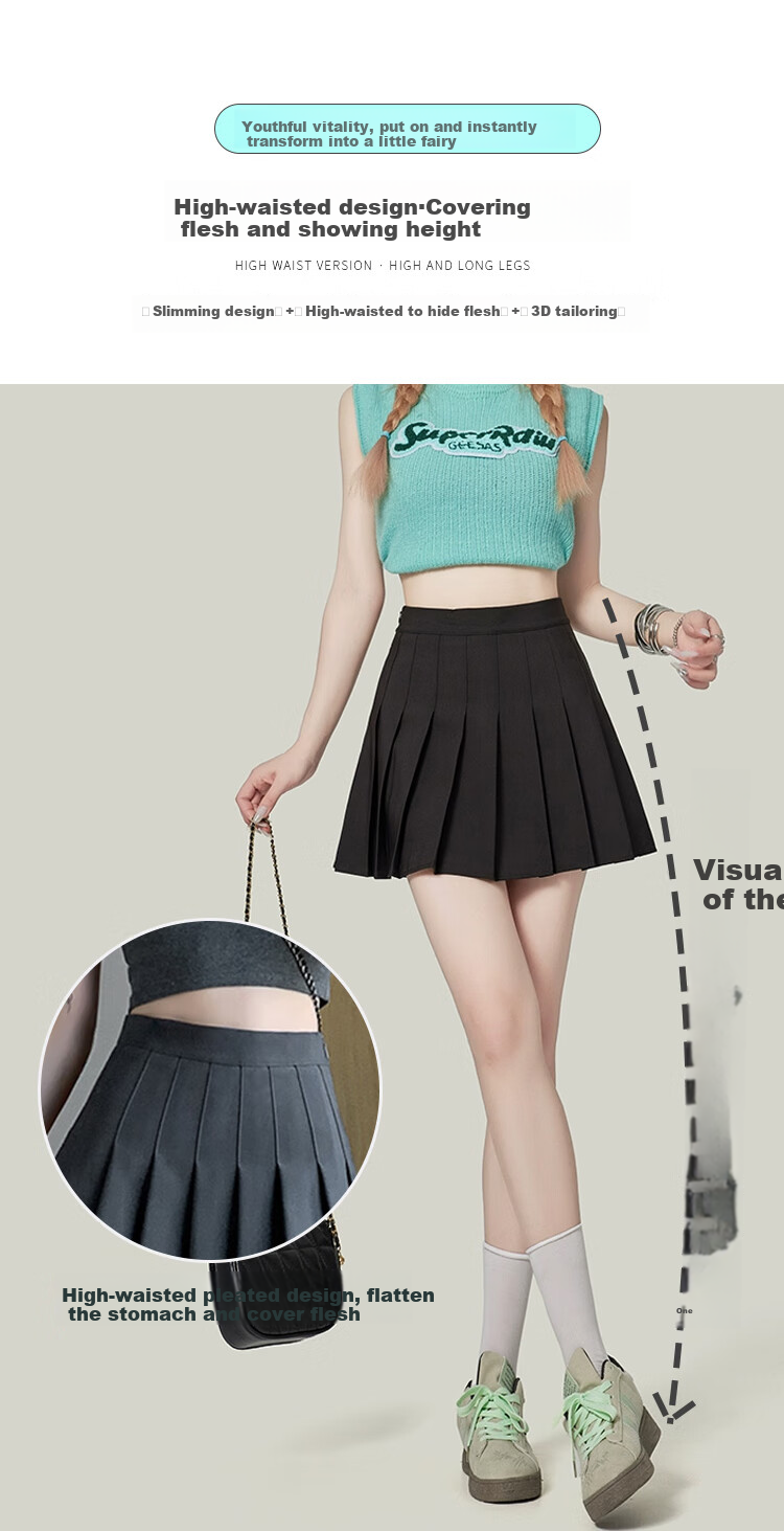 Ziyu Style Pleated Skirt for Women Petite High Waist Slimming Anti-Exposure Blazer Mini Skirt 2026 New Summer Bodycon Half Skirt 4