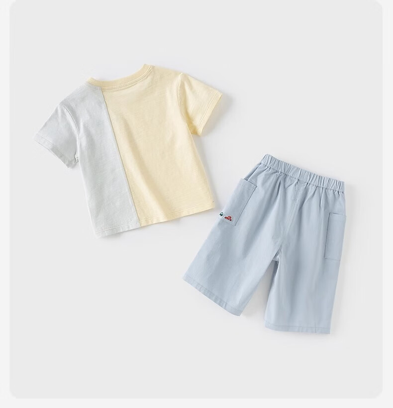 DAVE & BELLA Children's Capri Pants Set Summer Outfit Boys Casual Thin Short-Sleeve T-Shirt And Pants Two-Piece Set 8