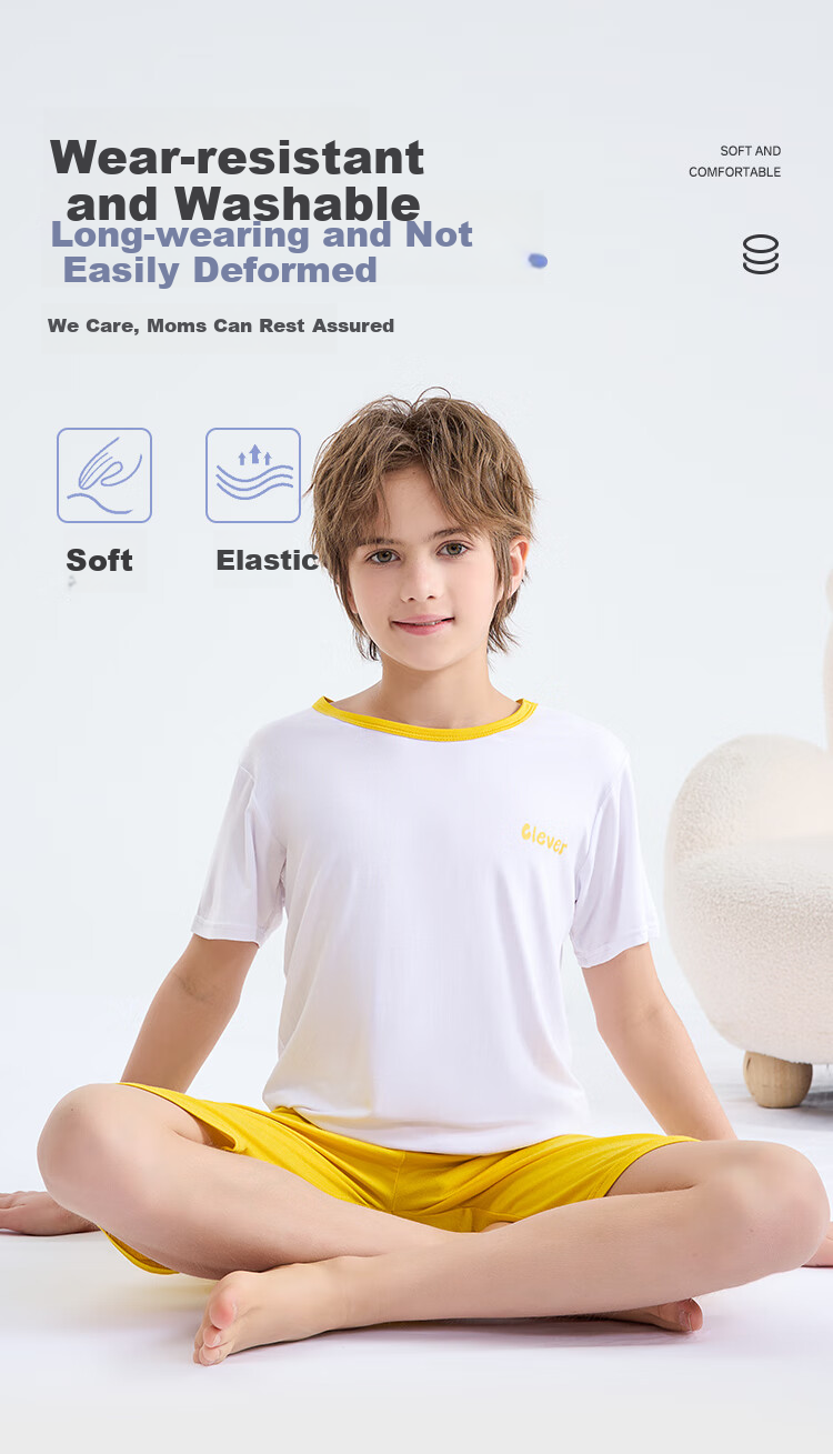 LangSha Children's Pajamas for Boys, Summer Thin Breathable Short-Sleeve Sleepwear Set Suitable for Older Kids, Green, Size 120 4