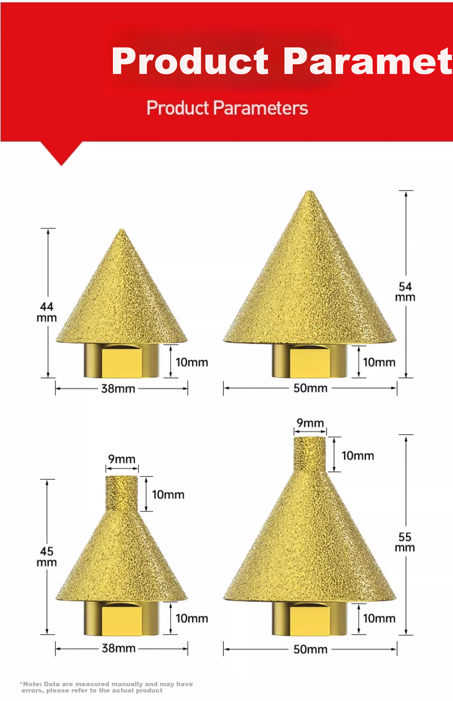HUHAO Diamond Chamfering Tool, Marble Hole Cutter, Tile Drilling Bit, Angle Grinder Cone Dry Grinding Head, Hole Enlarger 13