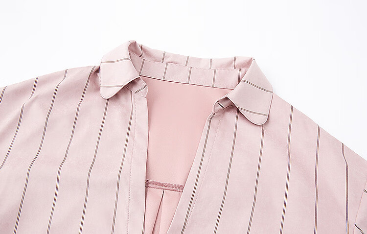Demana Order Sense Striped Autumn Korean Style Cross Lapel Shirt with Pocket and Pleated Hem Women's Top 5