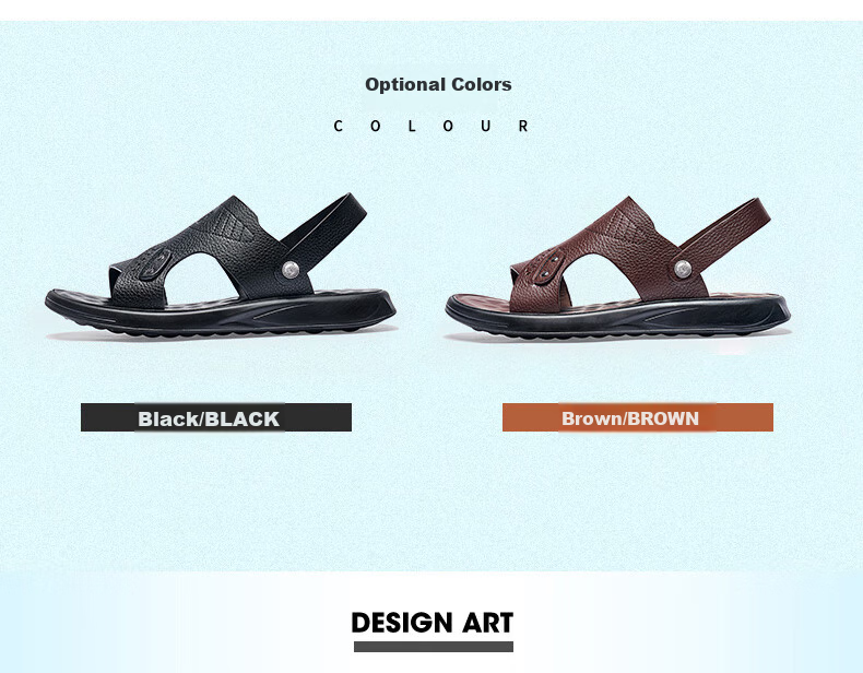 LAORENTOU Men's Sandals, Summer Beach Shoes, Top-Grain Leather Sandals And Slippers, Dual-Use Leather Sandals for Men, A90125, Brown, Size 39 8