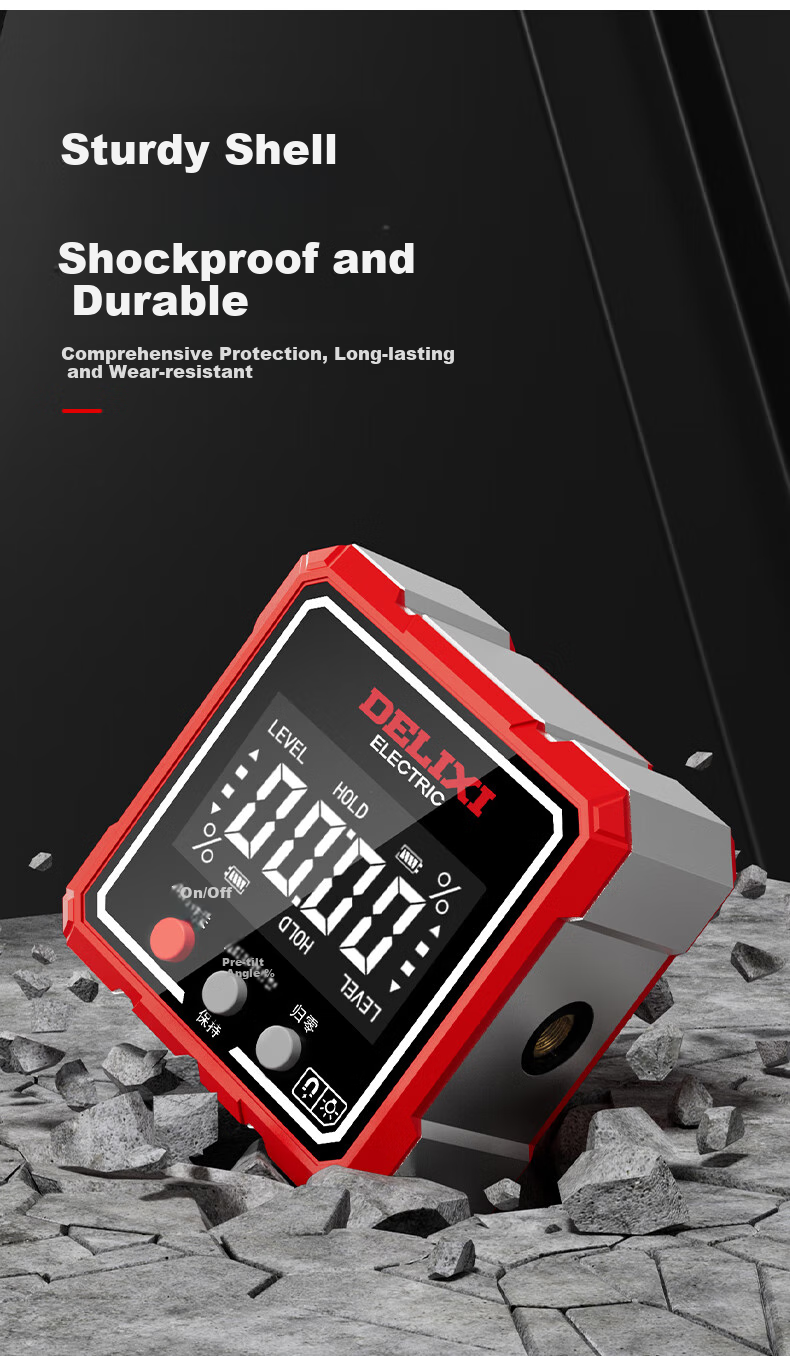 DELIXI ELECTRIC Laser Digital Inclinometer High Precision Angle Meter Magnetic Metal Level Household Angle Ruler 9