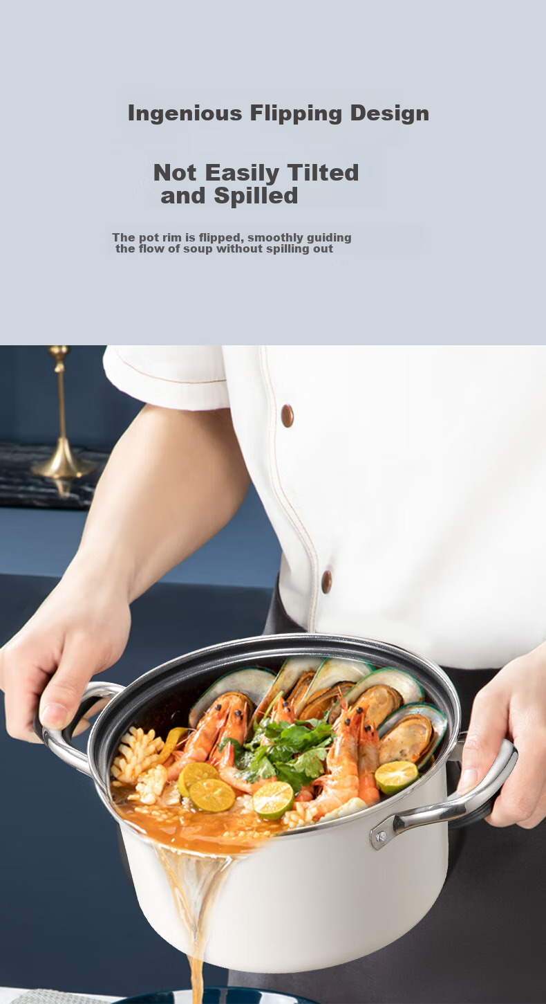 Midea Titanium Ceramic Non-Stick Soup Pot Pressure Stew Cooker Multi-Use Gas and Induction Hot Pot 6