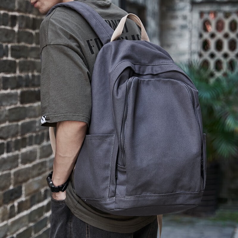 Fanzhe Canvas Backpack Men Large Capacity Casual Travel Bag Durable Simple High School Student Schoolbag Trendy Brand