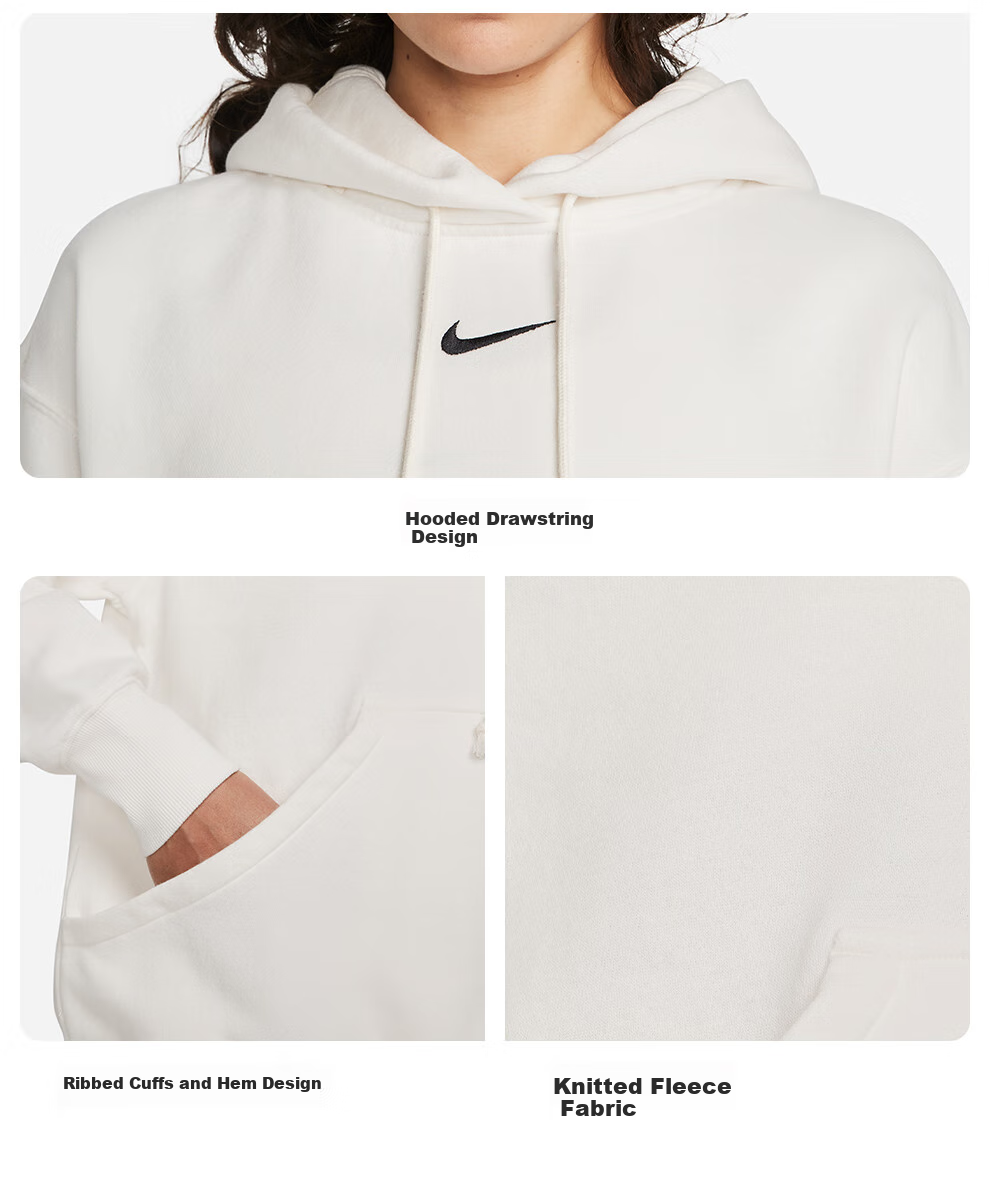 NIKE Women's Hooded Sweatshirt, Casual Sportswear, Versatile Fashion DQ5861-009 Gray S 5