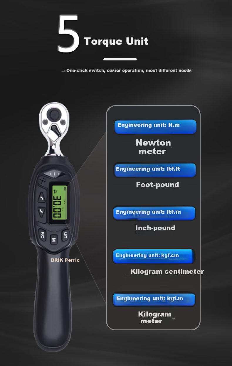 Poruike BQA2-12BN Digital Torque Wrench, High-Precision Electronic Torque Wrench, Ratchet Head, Preset Torque Wrench 4