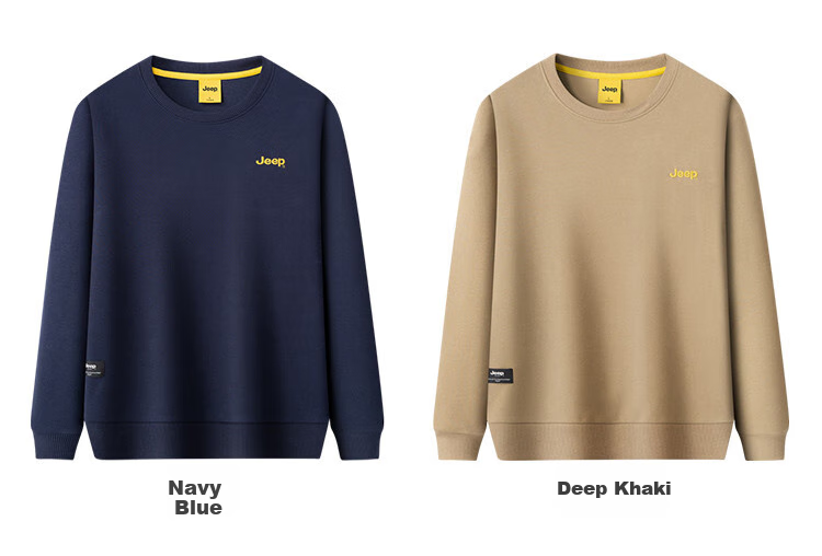 JEEP [Containing Mulberry Silk & Embroidery] Men's Sweatshirt, Solid Color, Loose Fit, Casual Sports T-Shirt, Dark Gray, XL 8