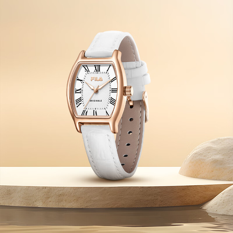 FILA Vintage Minimalist Barrel-Shaped Watch Case, Women's Elegant Wristwatch 6569