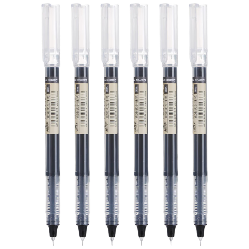 COMIX Gel Pen Quick-Drying Signature Pen 0.5mm Full Needle Tube Gel Ink Pen for Business Office Student Writing Rollerball Pen Black 12 Pens/Box ES856