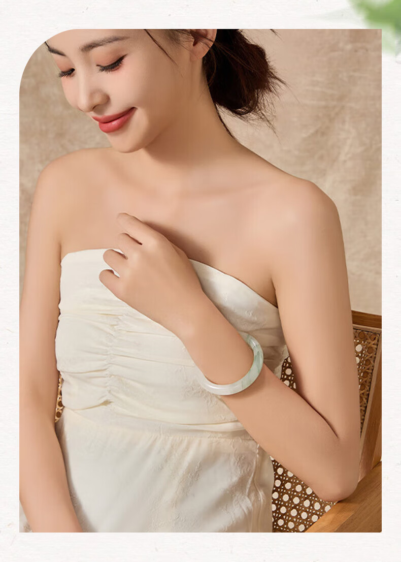 ALLOVE Tianshan Jade Bangle Women's Gold Silk Jade Bracelet Birthday Gift for Girlfriend Wife Wedding Anniversary 3