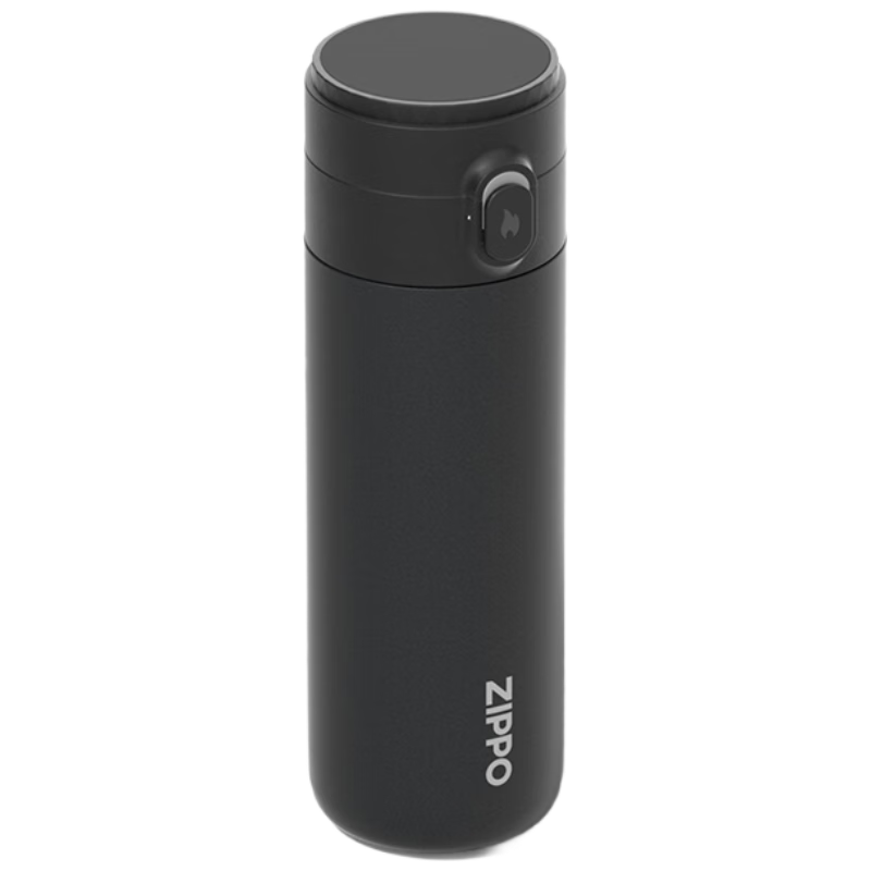 ZIPPO Insulated Mug with Temperature Display, Smart Water Bottle for Men, Tea Infuser Cup, Stylish Stainless Steel Tea Cup, Portable Black