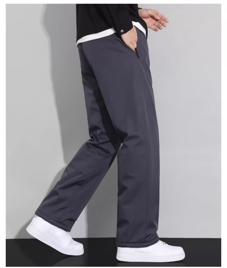 LangSha Men's Lamb Fleece Thermal Pants Winter 2025 New Graphene Knee Protection Fleece Lined Thickened Cotton Casual Trousers 8