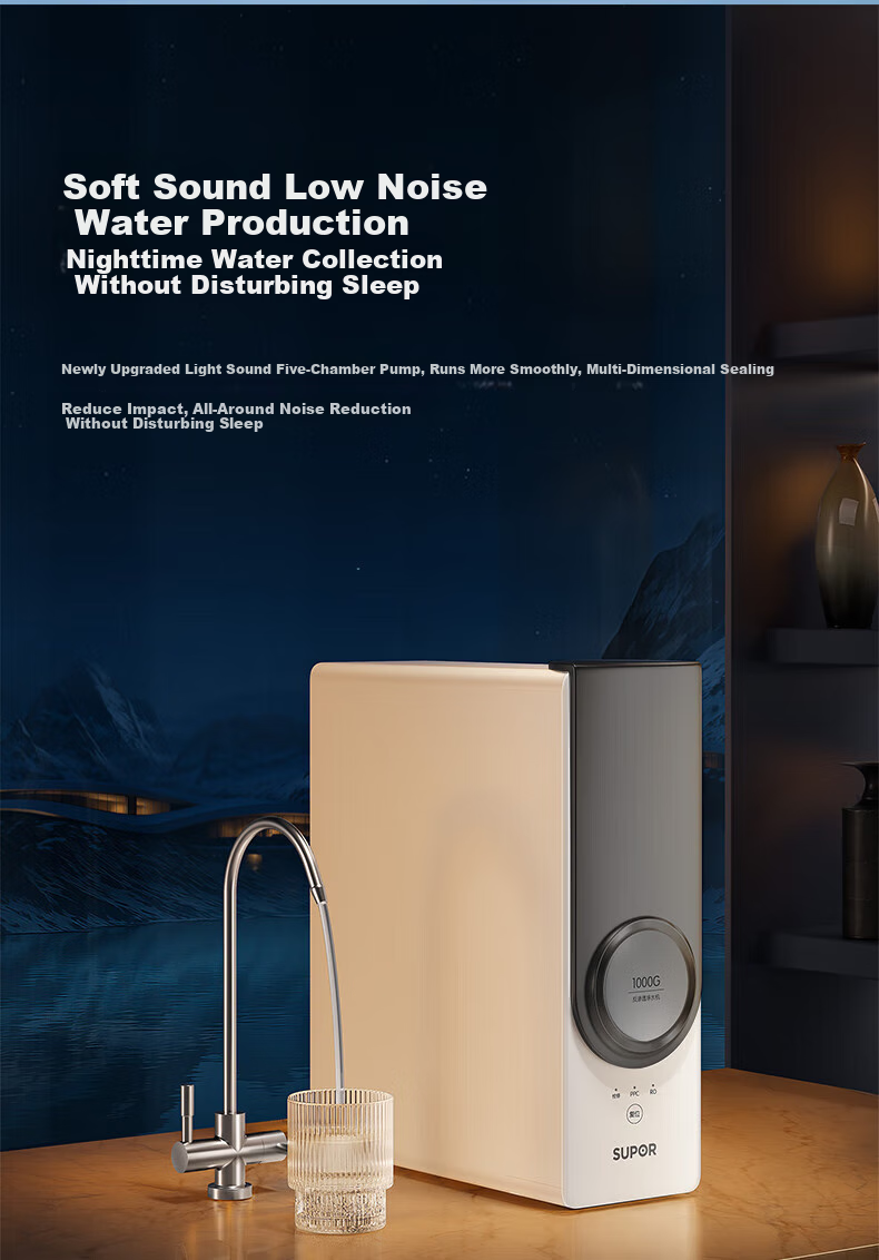 SUPOR Water Purifier, 1000G Household Kitchen Water Filtration System, 5-Year Reverse Osmosis RO Machine, Drinking Water Machine, Direct Drinking Machine, Purified Water [No Scale Inhibitor] DR1000 12