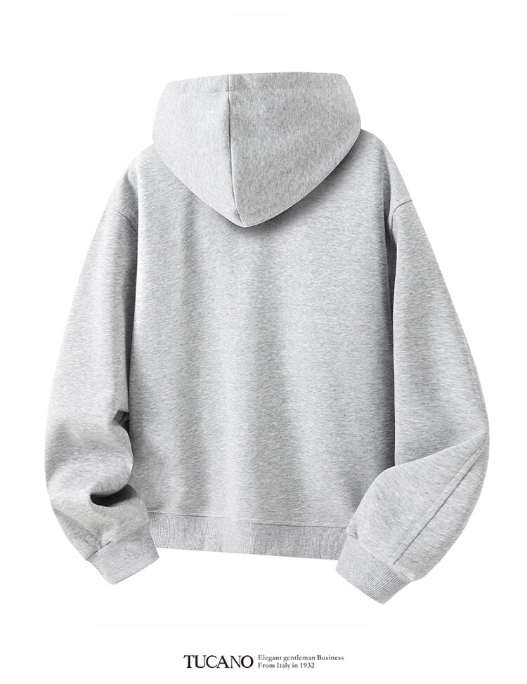 TUCANO Men's Hoodie Jacket Spring Autumn Heavyweight Loose Casual Colorblock Zip-up Light Gray 2XL 7