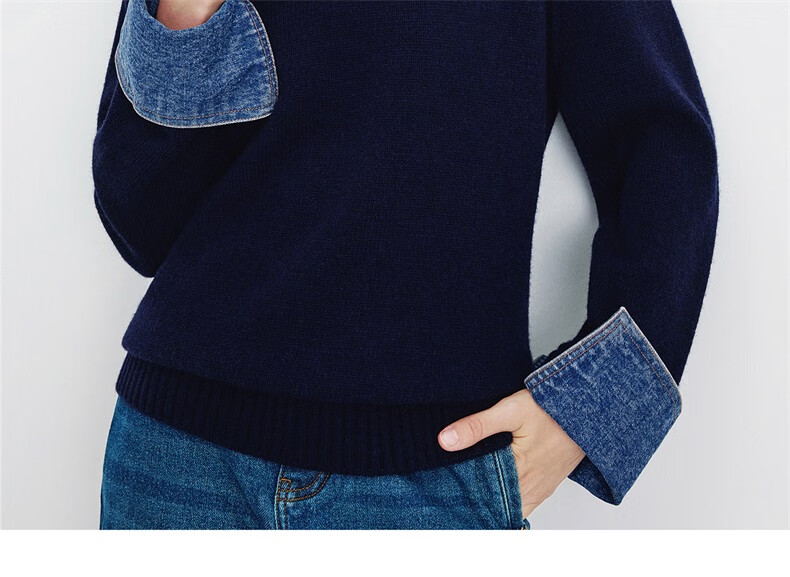 Navigare Italian Small Sailboat 25th Anniversary New Knitwear Women Loose Sweater Denim Patchwork Wool Sweater 2334015502 21