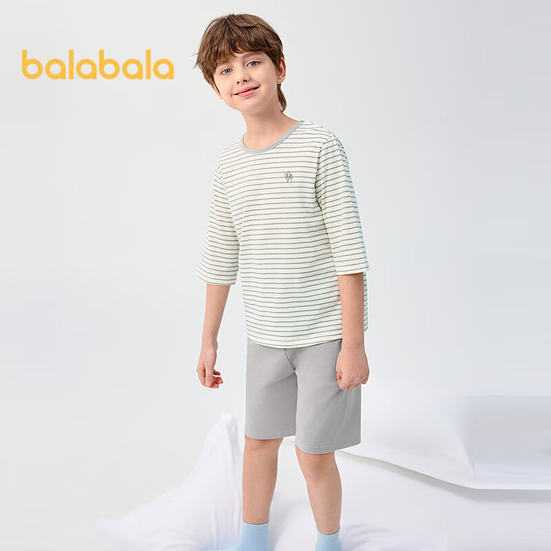 Balabala Kids Pajama Set Boys Girls Homewear Toddler Older Children Air Conditioning Clothes Summer New Pure Cotton