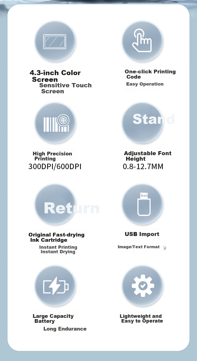 Kemi Handheld Inkjet Printer, Production Date Sequence Number Text QR Code Logo, Cardboard Plastic Glass Metal Quick-Drying Inkjet Printer, M1P 4
