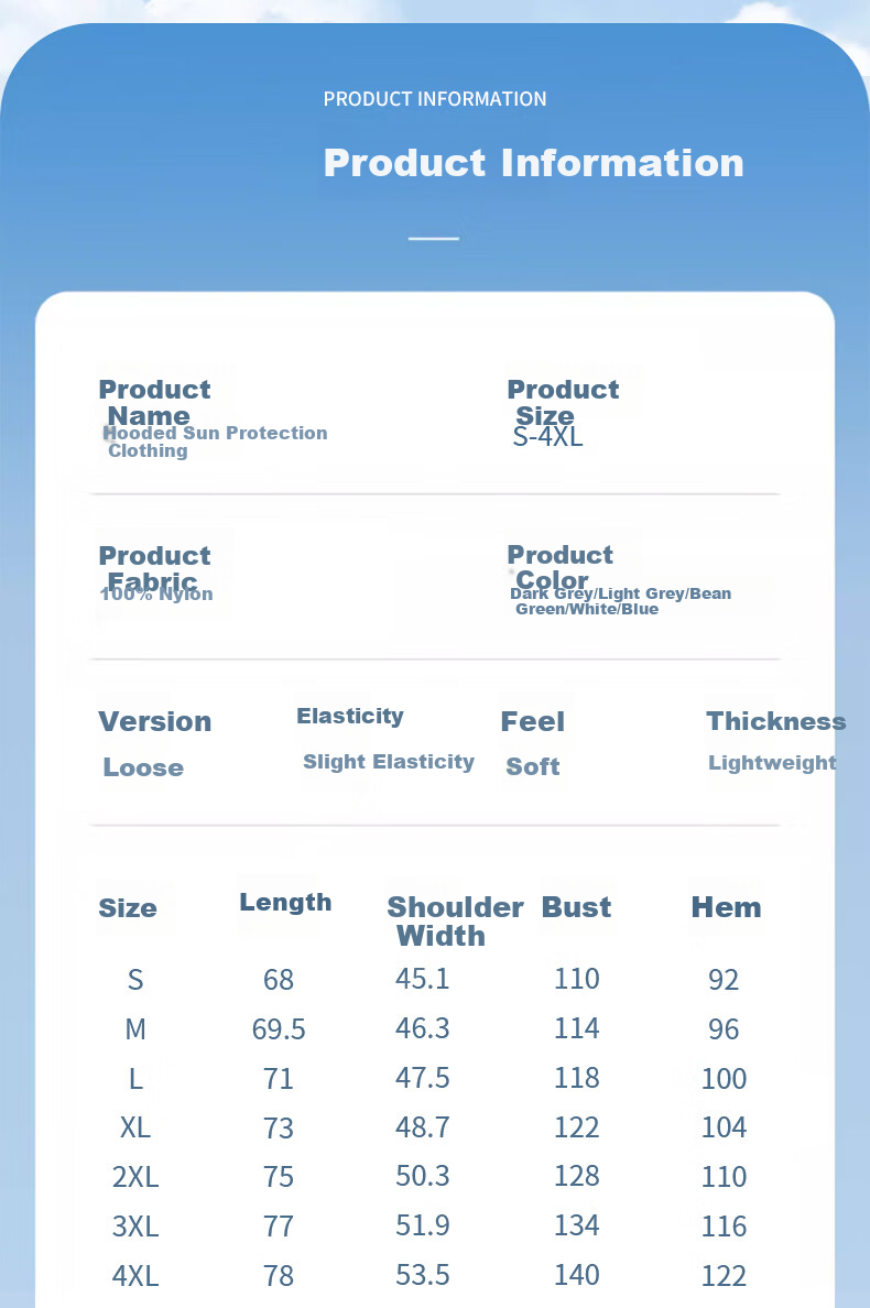 Warrior Ice Silk Sun Protection Jacket for Men, Summer Fishing Lightweight Coat, Loose-Fitting Cool Hooded Clothing, Blue, M 12