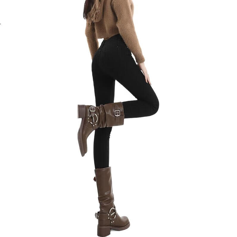 Джинсы Jeanswest женские, осень 2025, узкие, с высокой талией, черные, размер 28
