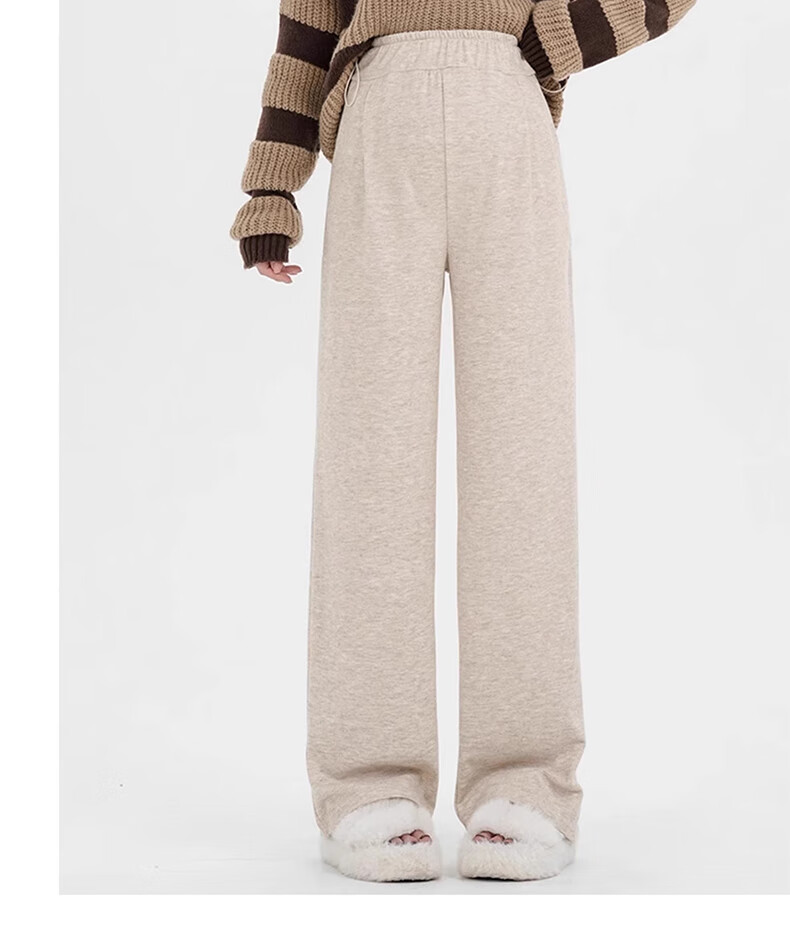 Sidoo Maternity Pants Spring Autumn Wide Leg Pants Non-Belly Support Fleece Lined Plus Size XL Oatmeal 19