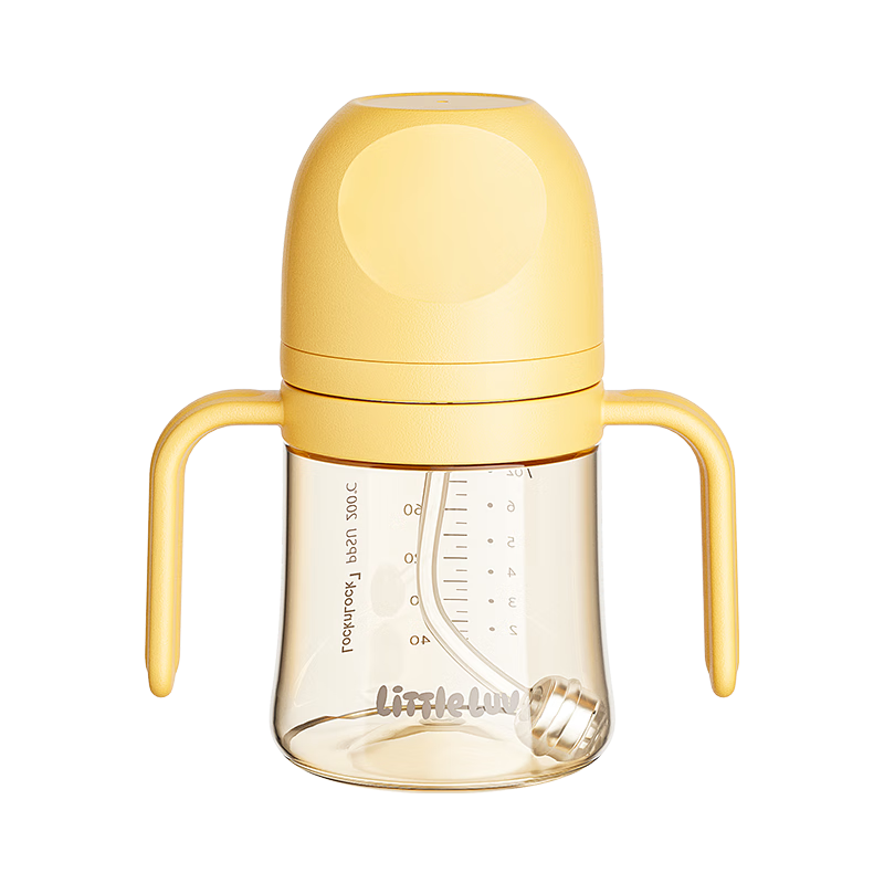 LOCK&LOCK Children's Straw Cup, PPSU Water Bottle, Baby Double-Handle Sippy Cup, Kindergarten Summer Drinking Cup, 280ml, Yellow