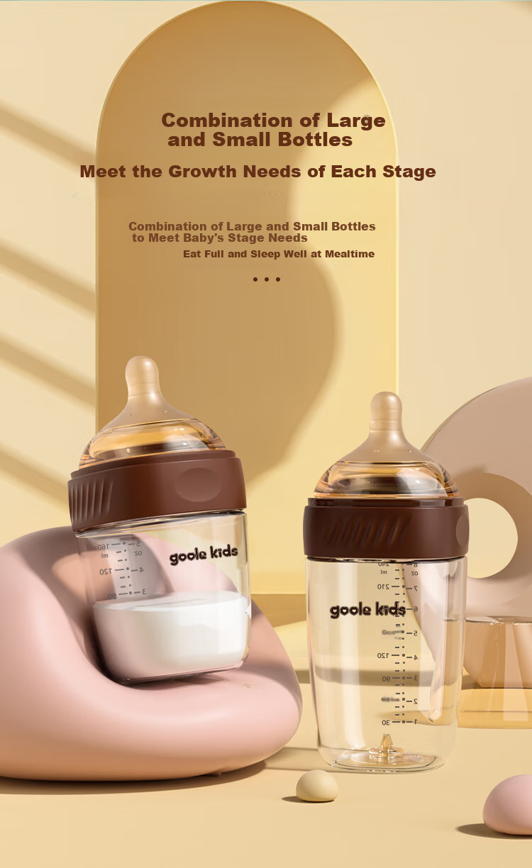 Goole Kids Newborn Anti-Colic Glass Bottle for 0-1 Months, Wide Neck Nipple for Breast Milk-Like Feeding 7