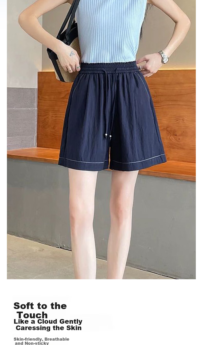 XUEXIMAN Tencel Denim Shorts for Women, 2025 Summer New Thin High-Waist A-Line Slimming Knee-Length Shorts 4