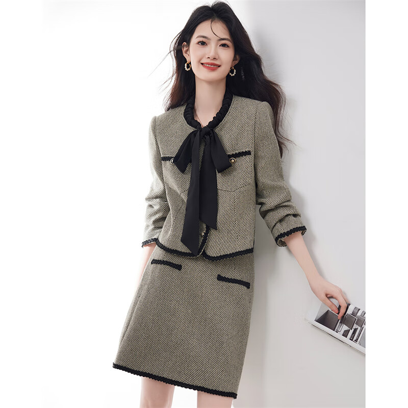 Xinfeiyu Women's New Autumn And Winter Jacket Set, Elegant Skirt Suit with High-End Feel, Popular Trendy Style for The Seaso
