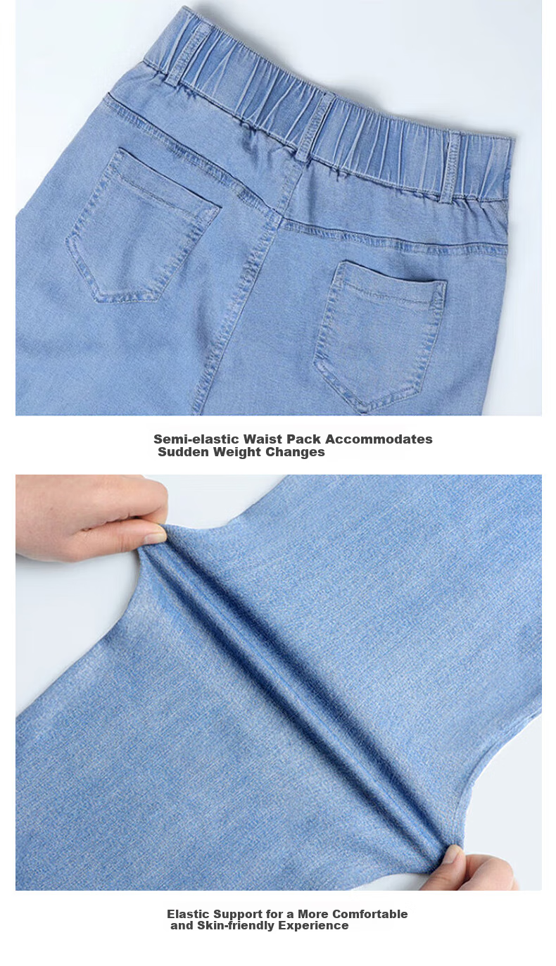LangSha Tencel Straight-Leg Jeans for Women, Summer Lightweight High-Waist Double-Buckle Slimming Ice Silk Floor-Length Wide-Leg Pants 17