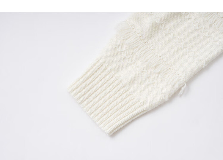 Demana [Yunmu Liuguang] Winter Fluffy Jacquard Lambswool Tassel Drop Shoulder Loose Knit Sweater for Women 5