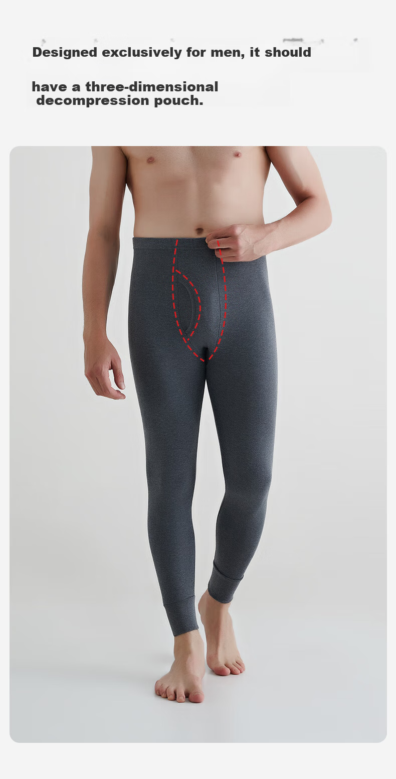 Hengyuanxiang [Winter New Arrival] Men's Autumn Long Johns, Single Piece Pure Cotton Thin Men's Cotton Thermal Underwear, Warm Base Layer Pants, Basic Undershirt 6